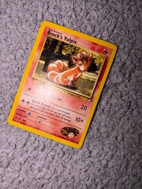 Pokemon Brock's Vulpix Card - Yellow, Pink, Orange